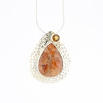 Load image into Gallery viewer, Sunstone And Citrine Pendant In Hammered Silver Design
