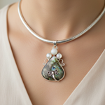 Load image into Gallery viewer, Labradorite Pendant With Moonstone And Silver Dragonfly
