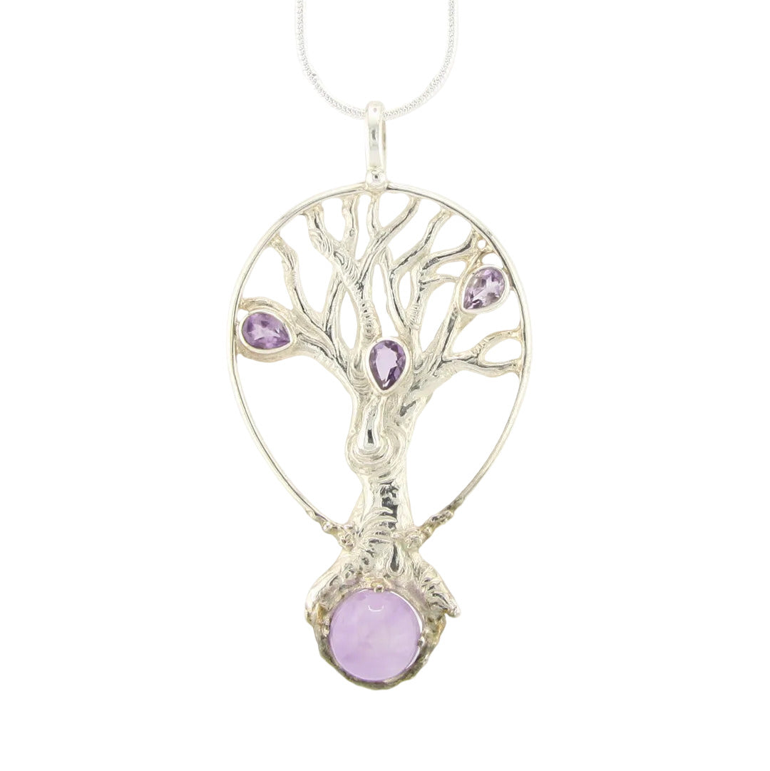 Amethyst Tree Of Life Pendant In Sterling Silver