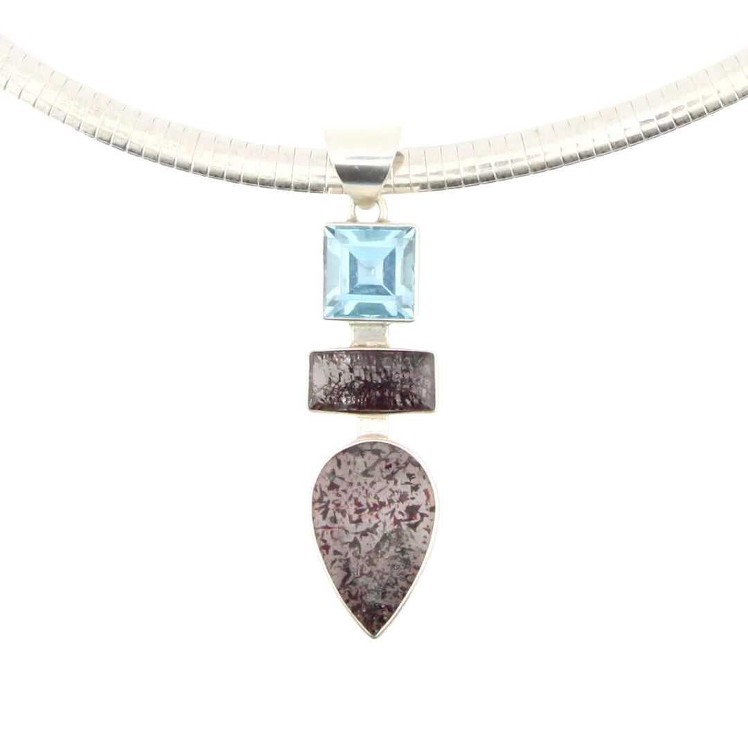 Multi Stone Pendant With Lepidocrosite In Quartz And Topaz