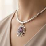 Load image into Gallery viewer, Amethyst Gemstone Pendant With Filligree Design
