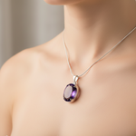 Load image into Gallery viewer, Amethyst Oval Gemstone Pendant In Sterling Silver
