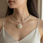 Load image into Gallery viewer, Silver Wire Pendant Design With Peridot
