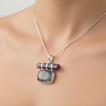 Load image into Gallery viewer, Fluorite Crystal And Cabochon Pendant
