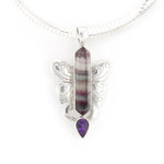 Load image into Gallery viewer, Fluorite Crystal And Amethyst Pendant

