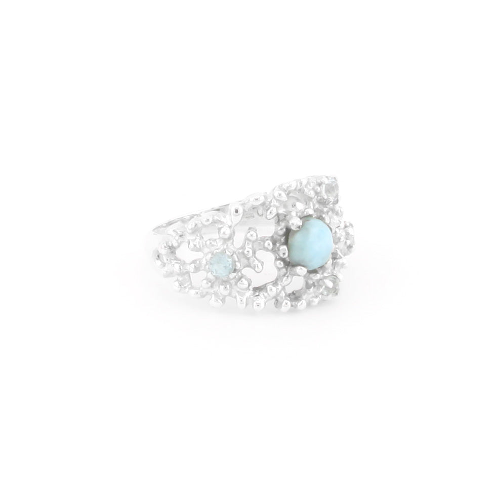 Larimar And Topaz Ring