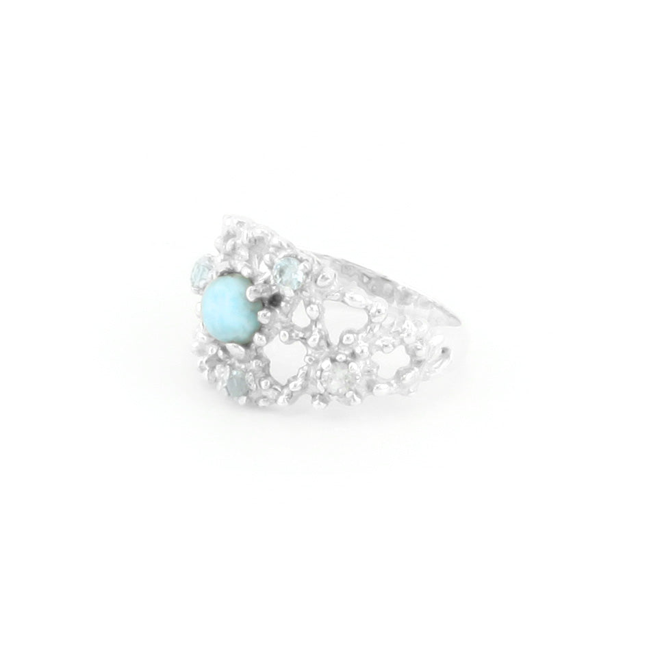Larimar And Topaz Ring