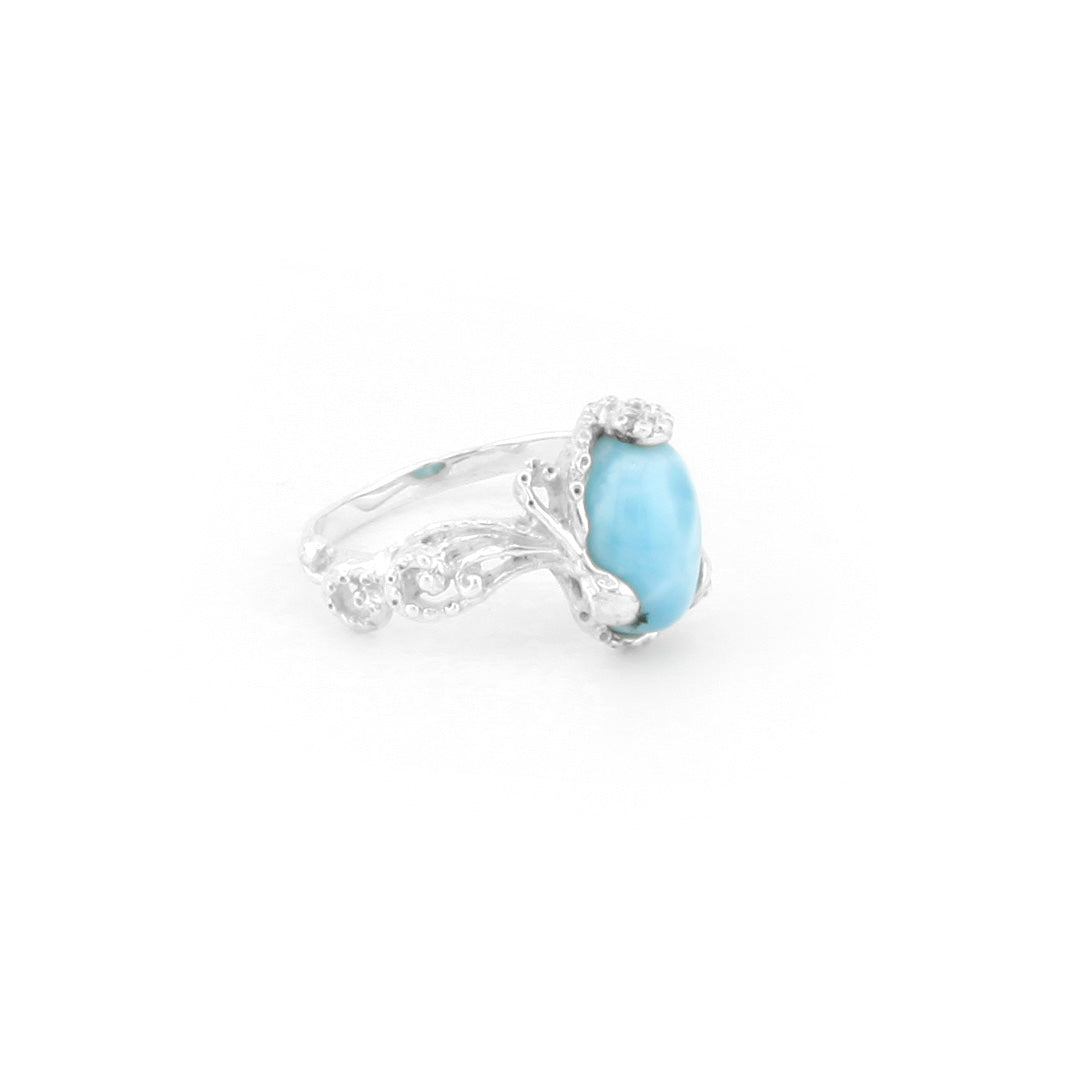 Larimar with silver octopus ring