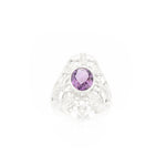 Load image into Gallery viewer, Amethyst Ring With Filligree Butterfly Design
