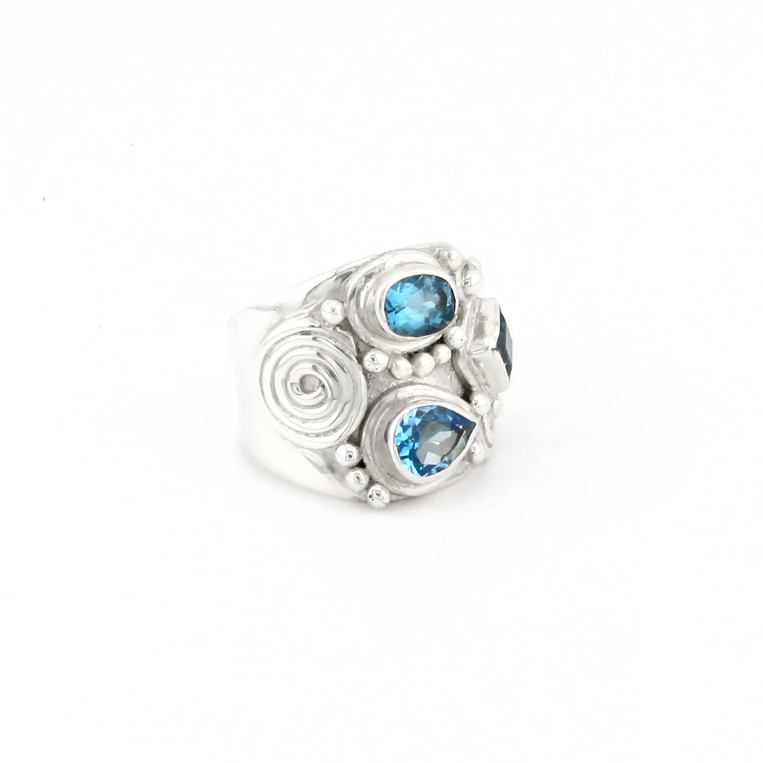 Swiss Topaz Ring With Wide Silver