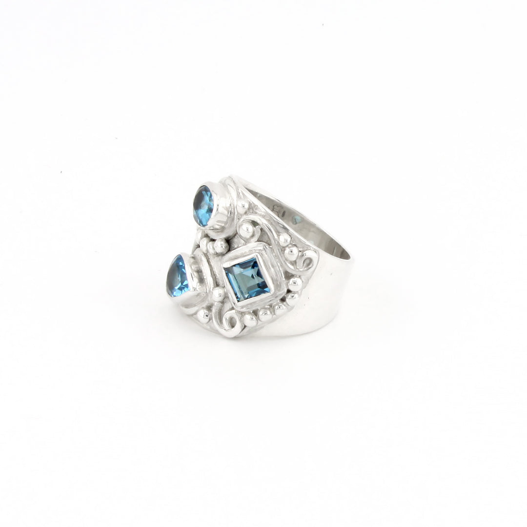 Swiss Topaz Ring With Wide Silver