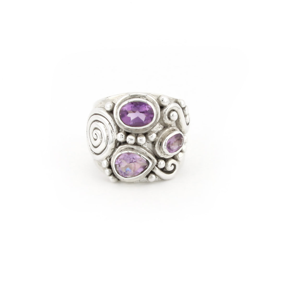 Amethyst Ring With Wide Silver