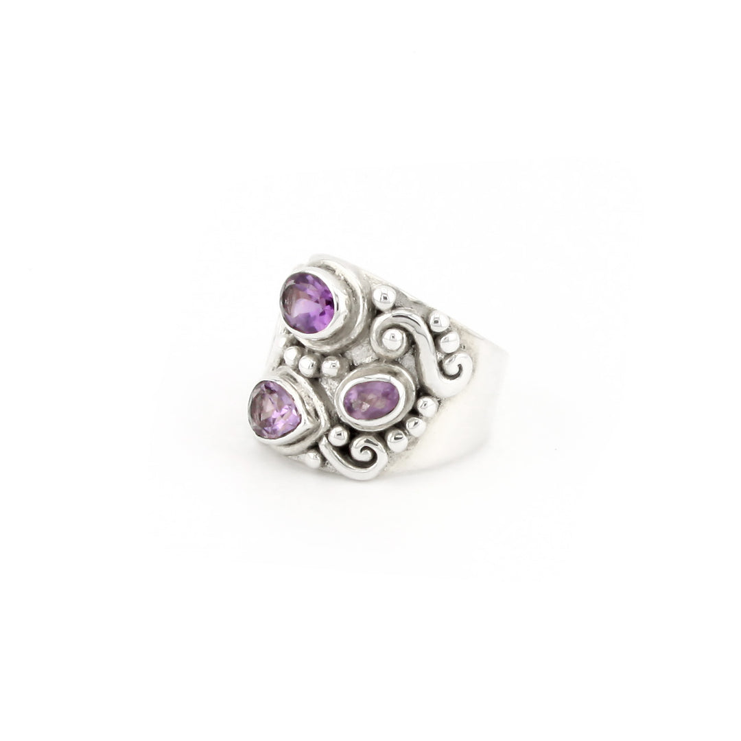 Amethyst Ring With Wide Silver