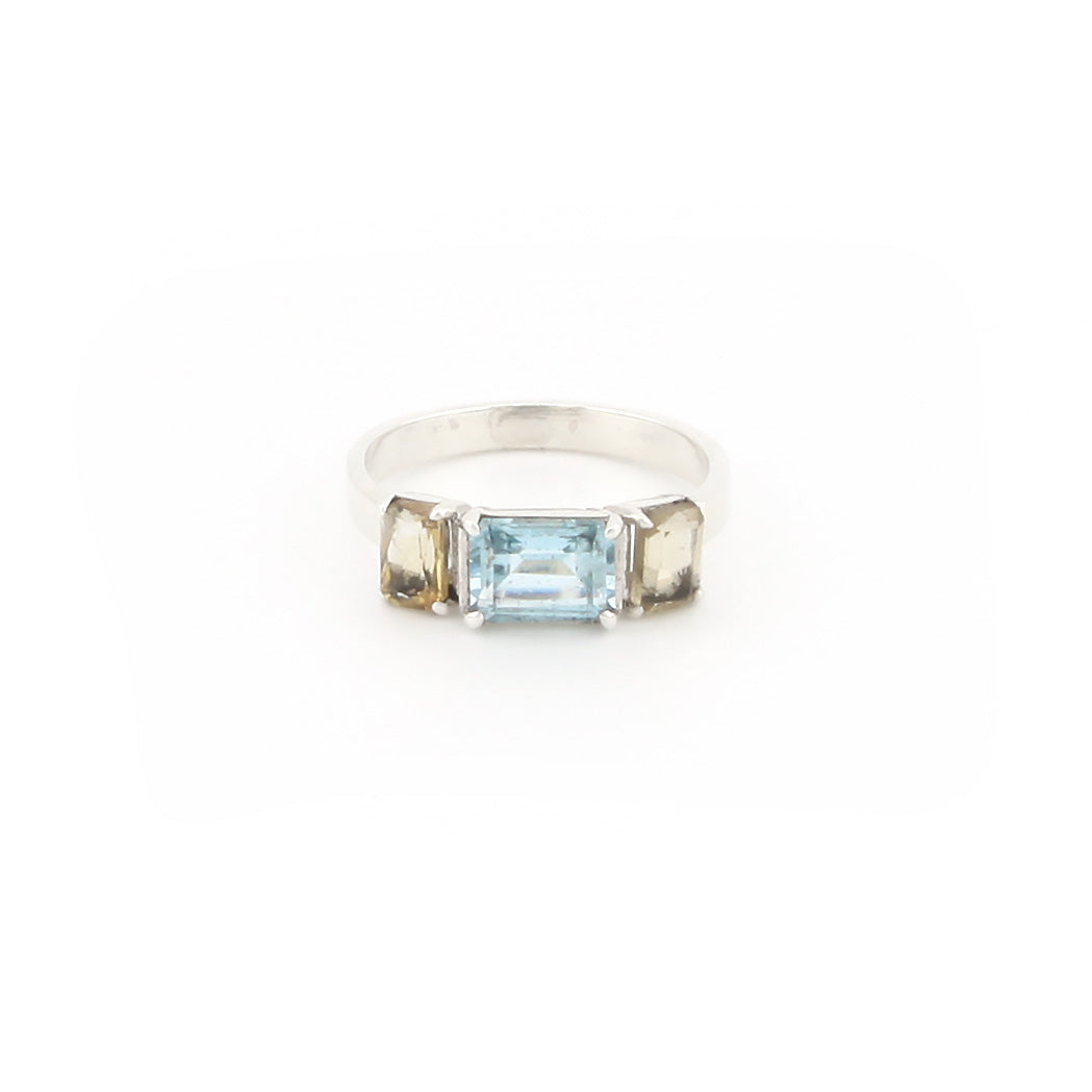 Blue Topaz and Citrine Ring