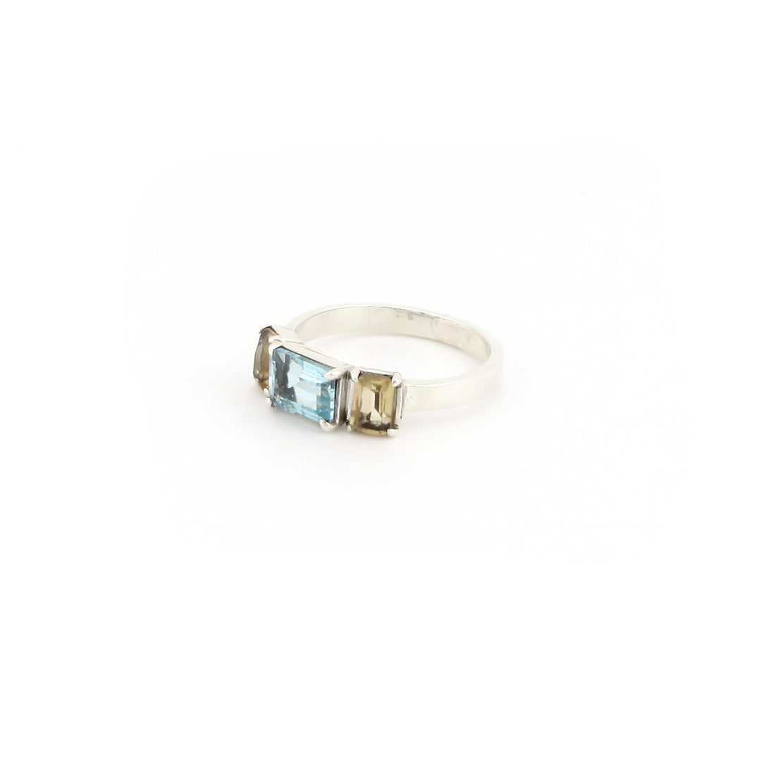 Blue Topaz and Citrine Ring
