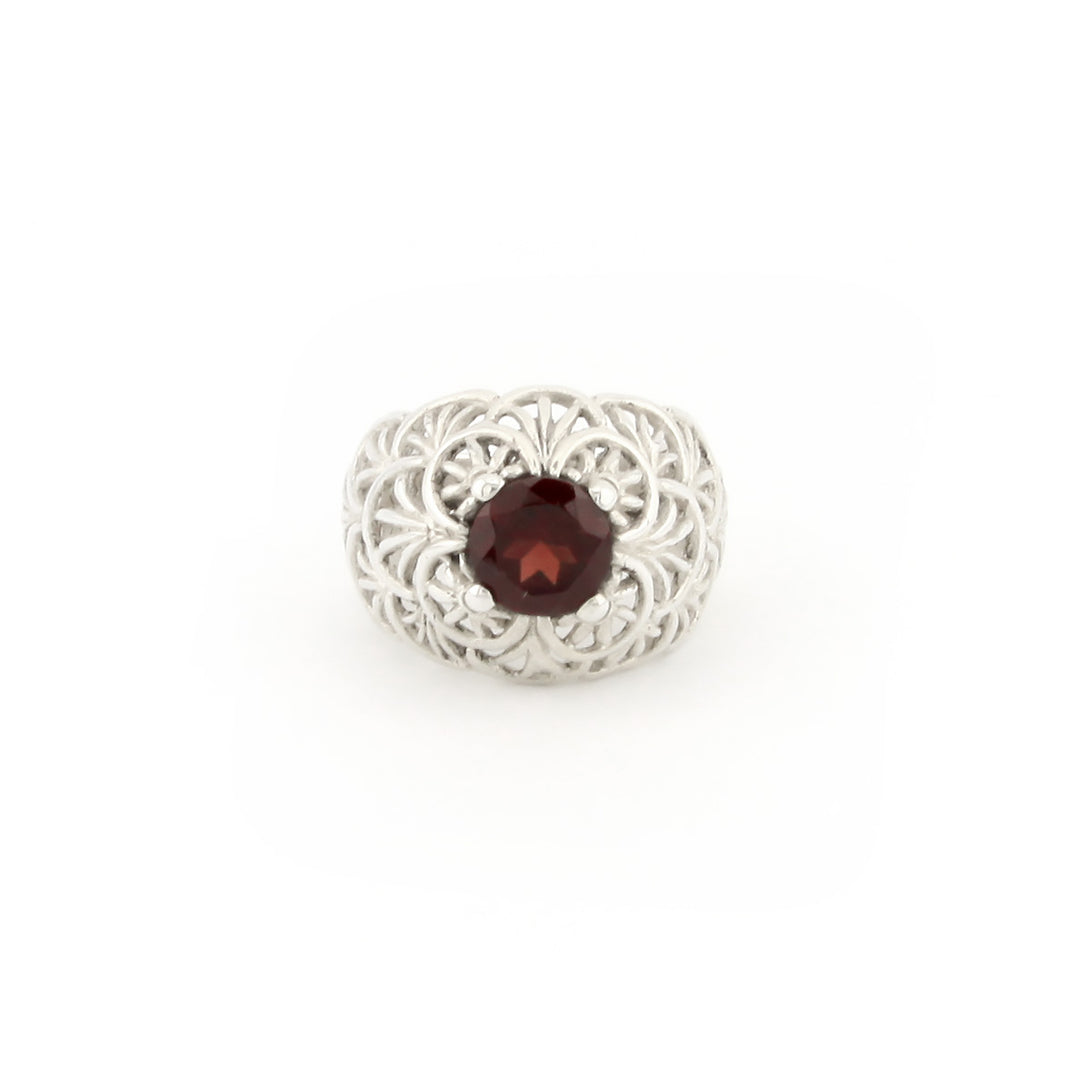 Garnet With Filligree Ring