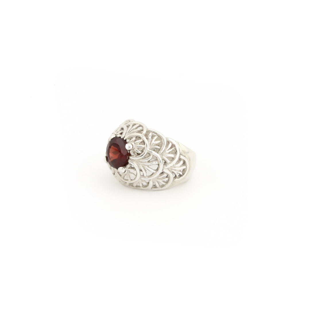 Garnet With Filligree Ring