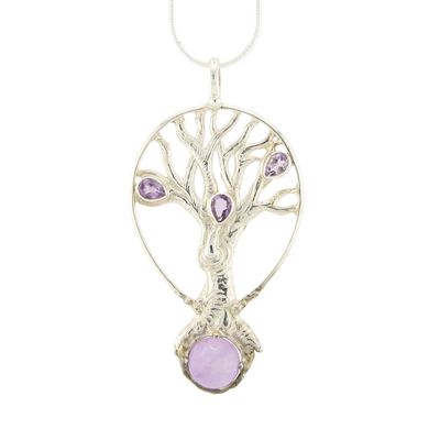 Amethyst Tree Of Life Pendant In Sterling Silver