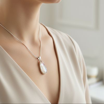 Brazilian Manifestation Quartz Pendant with Internal Crystal in silver