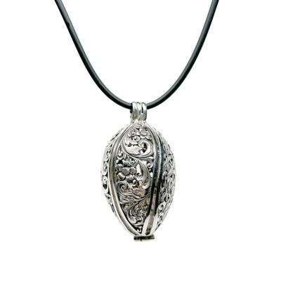 Silver Filligree Cage with Necklet and Amethyst Crystal