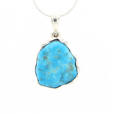 Arizona Rough Turquoise Pendant Set In Sterling Silver